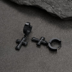 Brincos de argola pendentes com cruz de zircônia cúbica em promoção relâmpago para homens e mulheres