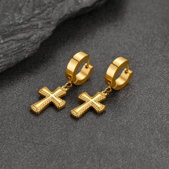 Brincos de argola pendentes com cruz de zircônia cúbica em promoção relâmpago para homens e mulheres