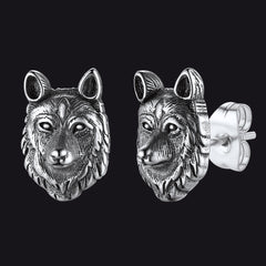 Norse Viking Wolf Stud Earrings For Men