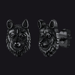 Norse Viking Wolf Stud Earrings For Men