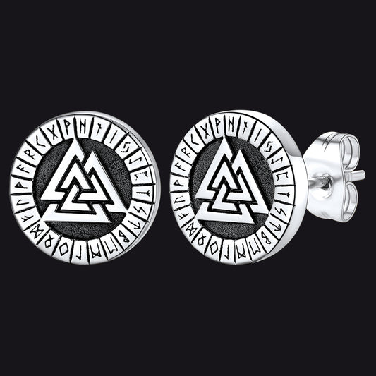 Brincos Viking Rune Viking Valknut Pretos para Homens com Runas