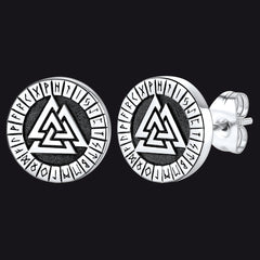 Wikinger Valknut Schwarze Ohrstecker für Männer mit Runen