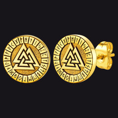 Wikinger Valknut Schwarze Ohrstecker für Männer mit Runen