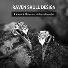 Brincos de pino com caveira Viking Raven e runa Viking com Vegvisir Viking para homens e mulheres