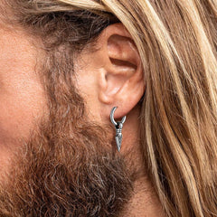Brincos de argola com ponta de flecha e runa viking nórdica, Gungnir, para homens