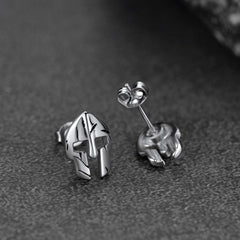 Spartan Helmet Mask Stud Earrings for Men
