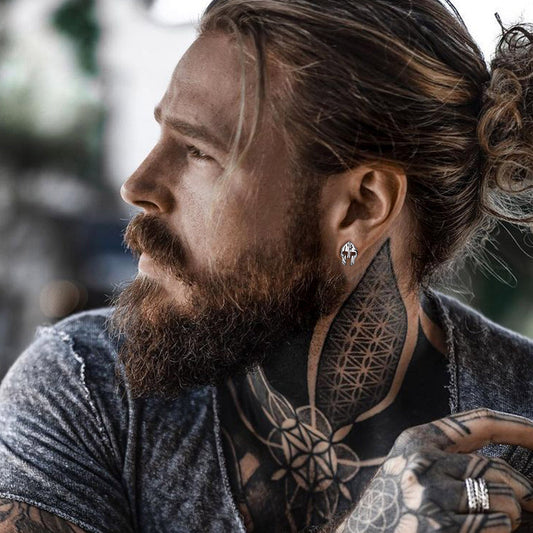 Spartan Helmet Mask Stud Earrings for Men