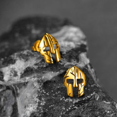 Spartan Helmet Mask Stud Earrings for Men