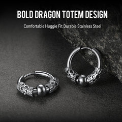 Punk Dragon Totem Huggie Hoop Earrings For Men