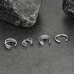 Conjunto de 4 pares de brincos ear cuff sem piercing em prata esterlina 925