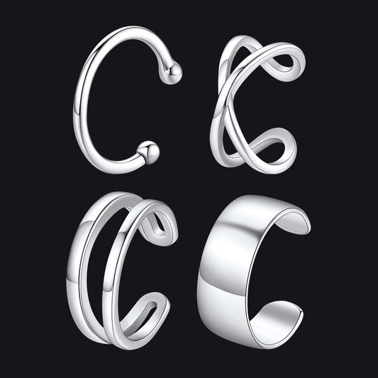 925 Sterling Silber Ohrklemme ohne Piercing, 4 Paar
