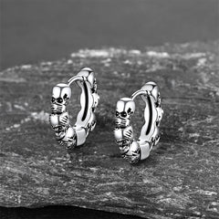 Sterling Silber Totenkopf Creolen Huugie für Herren