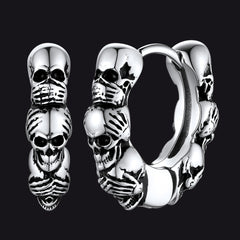 Sterling Silber Totenkopf Creolen Huugie für Herren