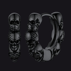 Sterling Silber Totenkopf Creolen Huugie für Herren
