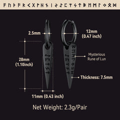 Norse Viking Runes Dangle Hoop Earrings For Men