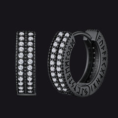 Sterling Silber Cubic Zirkon Huggie Creolen mit Wikinger-Runen für Herren