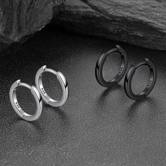 Classic Sterling Silver Huggie Hoop Earrings for Men Women