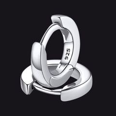 Classic Sterling Silver Huggie Hoop Earrings for Men Women