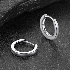 Classic Sterling Silver Huggie Hoop Earrings for Men Women