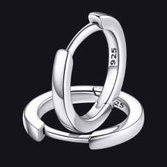 Classic Sterling Silver Huggie Hoop Earrings for Men Women