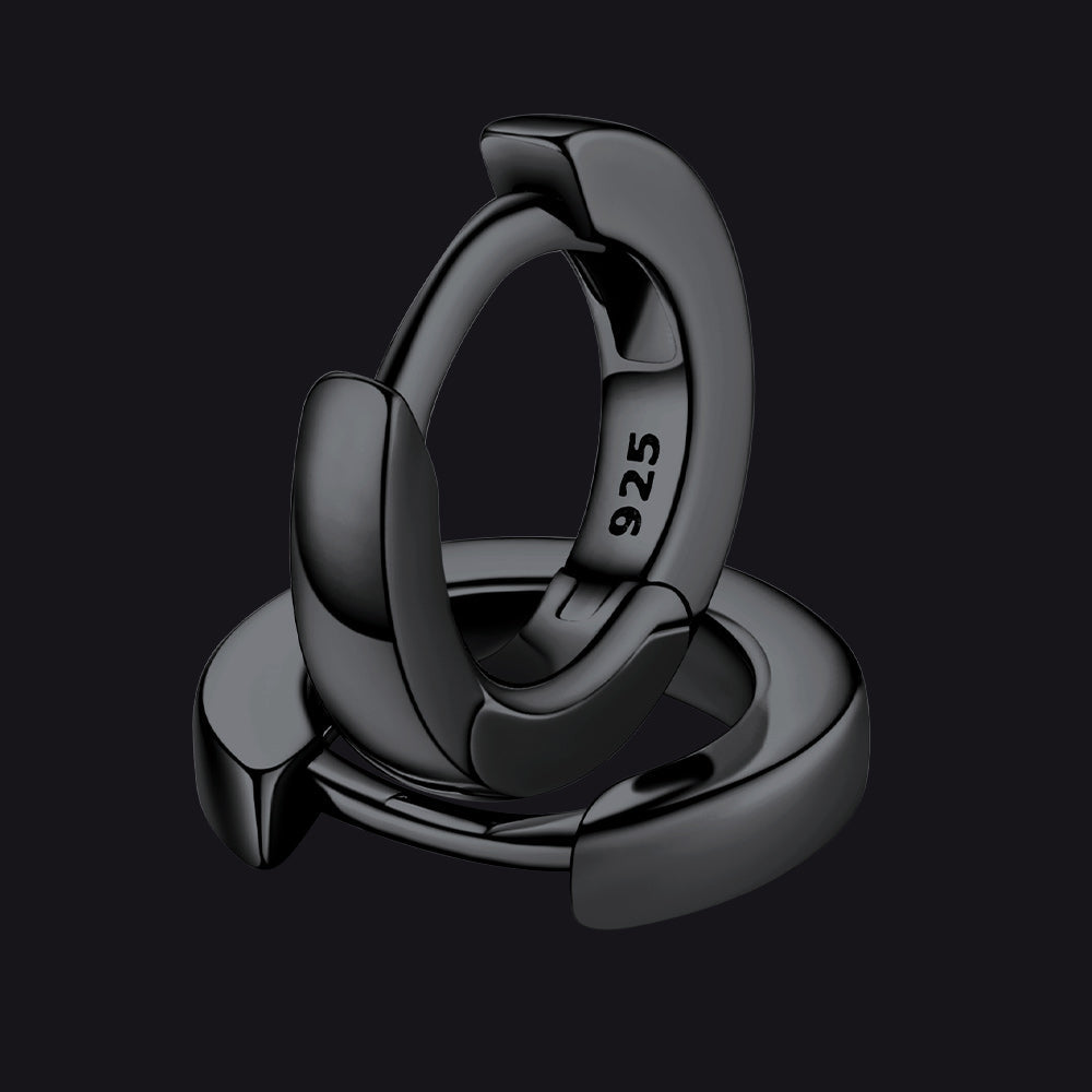 Classic Sterling Silver Huggie Hoop Earrings for Men Women