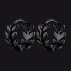 Brincos Huggie de argola com pequenas folhas de prata esterlina para homens e mulheres