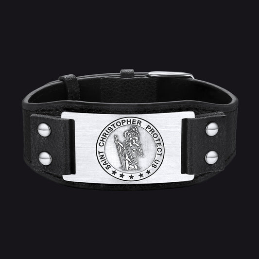 Saint Floriant PU Cuff Leather Wristband Bracelet