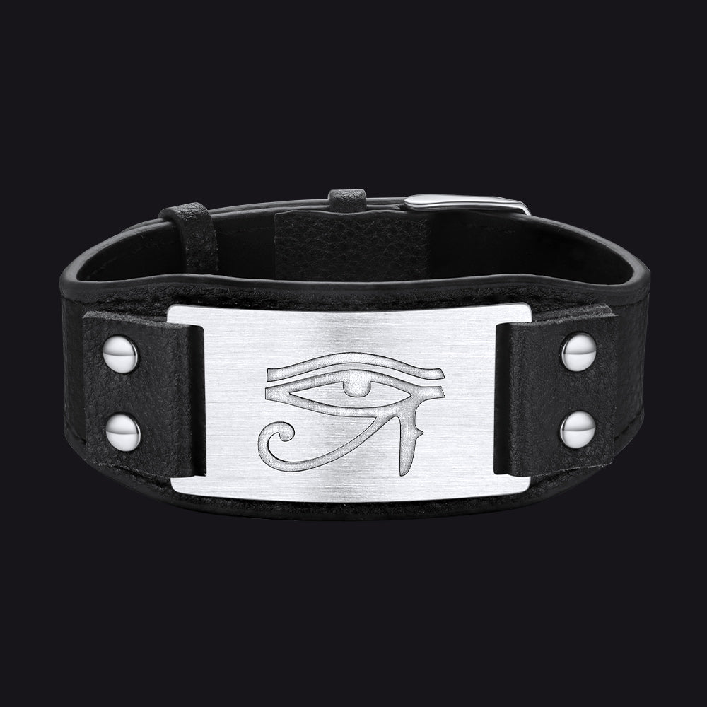 Egyptian Horus Eye Leather Wristband Son Bracelet