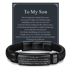 Individuell geflochtenes schwarzes graviertes Lederarmband