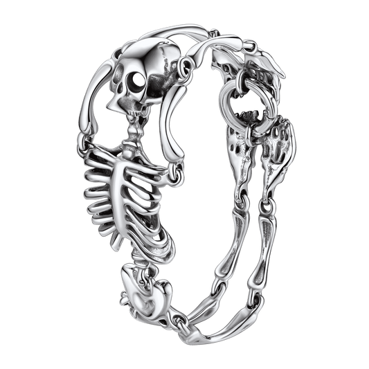 casaivy Armband mit Totenkopf-Skelett aus Edelstahl