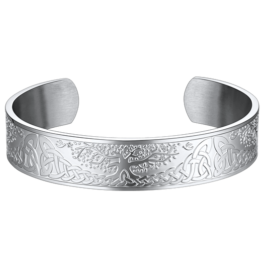 Pulseira de joia viking gravada, pulseira de árvore celta da vida
