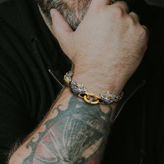 Pulseira de presente com corrente e cabeça de lobo viking