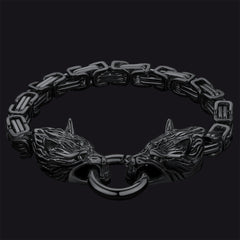 Pulseira de presente com corrente e cabeça de lobo viking