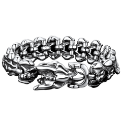 Pulseira Punk de Aço Inoxidável com Cabeça de Dragão Viking