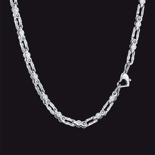 Stainless Steel Biker Chain Necklace with Cross for Men