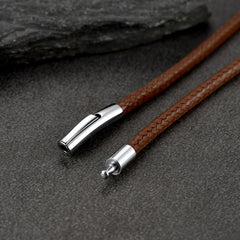 Colar de corda de cera com corrente de couro trançado 2 mm/3 mm