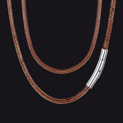 Colar de corda de cera com corrente de couro trançado 2 mm/3 mm