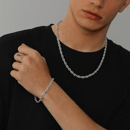 Conjunto de pulseiras de corrente de corda torcida de 6 mm