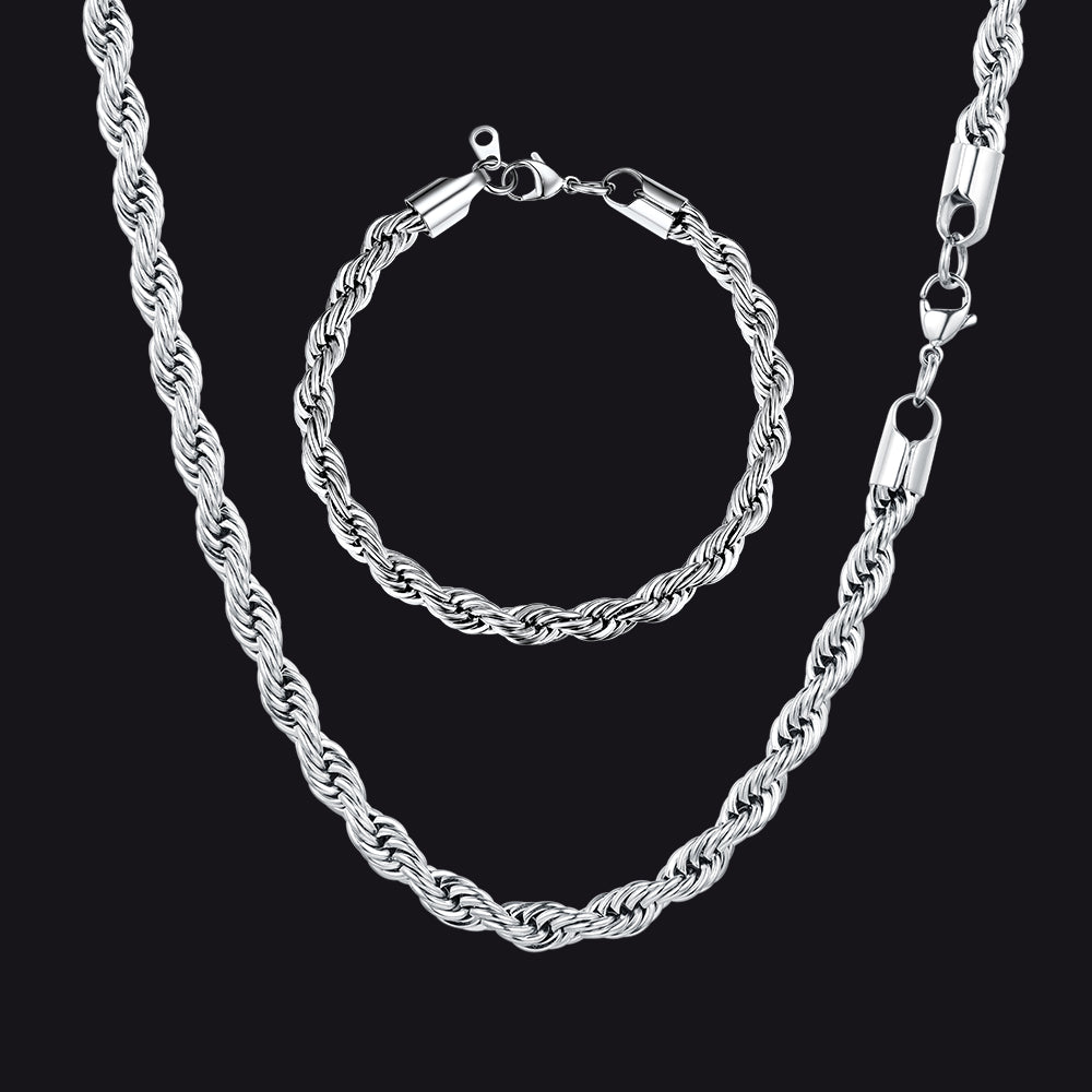 Conjunto de pulseiras de corrente de corda torcida de 6 mm