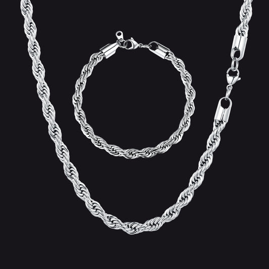 Conjunto de pulseiras de corrente de corda torcida de 6 mm