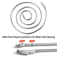Thin Snake Chain Necklace for Men Women 2mm Width