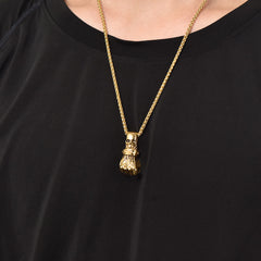 Punk Skull Fist Pendant Necklace Men