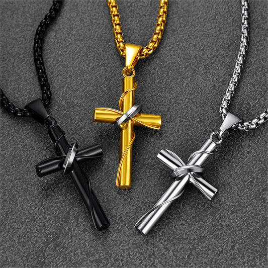 Christian Halo Ring Kreuz Halskette Anhänger Männer