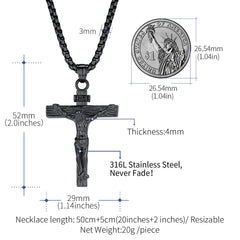 Colar católico com crucifixo e pingente de Jesus para homens e mulheres