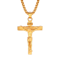 Colar católico com crucifixo e pingente de Jesus para homens e mulheres