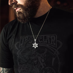 Jüdische Davidstern-Kreuz-Halskette für Herren