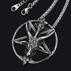 Colar de pentagrama de cabra satânico Baphomet para homens e mulheres
