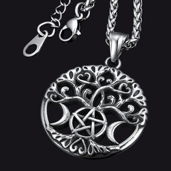 Colar Pentáculo Vintage Lua Árvore Vida Masculino