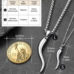 Colar de chifre italiano Cornicello Amuleto Pingente Homens Mulheres
