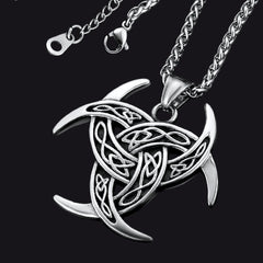 Colar Viking Triplo Chifre Odin Crescente Triquetra Charme Amuelt Masculino